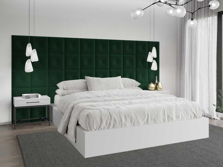 Panou decorativ tapitat – patrat cu buton