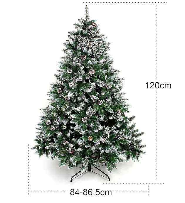 Brad artificial Yorbay 120 cm, Suport Metalic, Acoperit cu Zăpadă