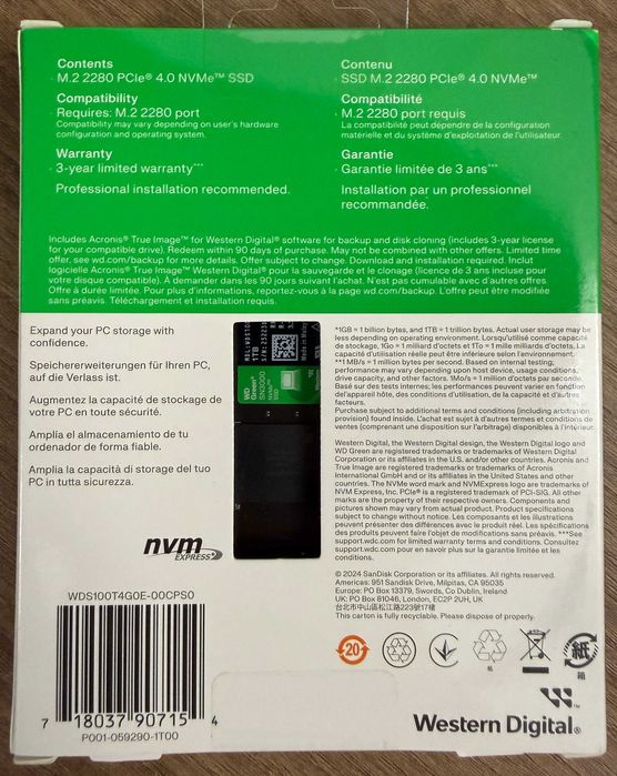 Vand ssd 2tb WD Green SN3000 NVME M.2