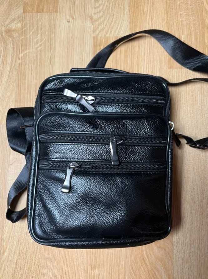 Стилна мъжка чанта през рамо, кожена чанта за неща чанта с 5 отделения