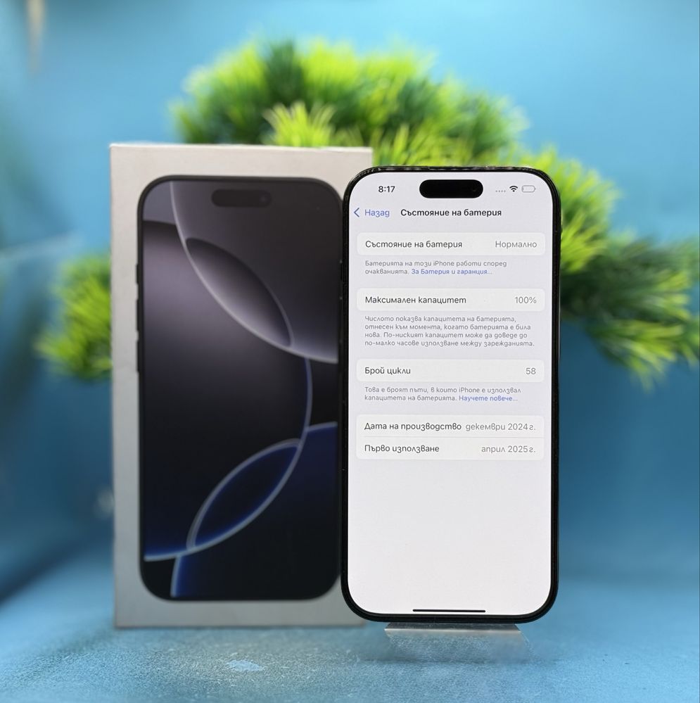 ГАРАНЦИОНЕН!!! Apple iPhone 16 Pro, 128GB, 5G, Black Titanium