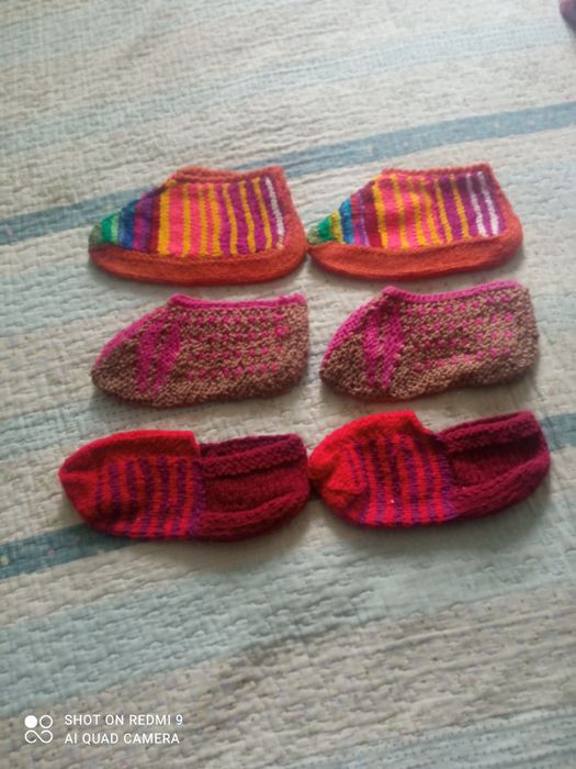 Вязаные шерстяные тапочки