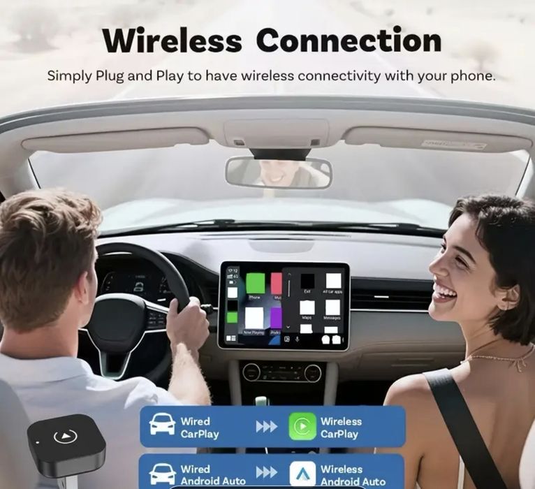 Mini adaptor wireless Android Auto & Apple CarPlay fara fir