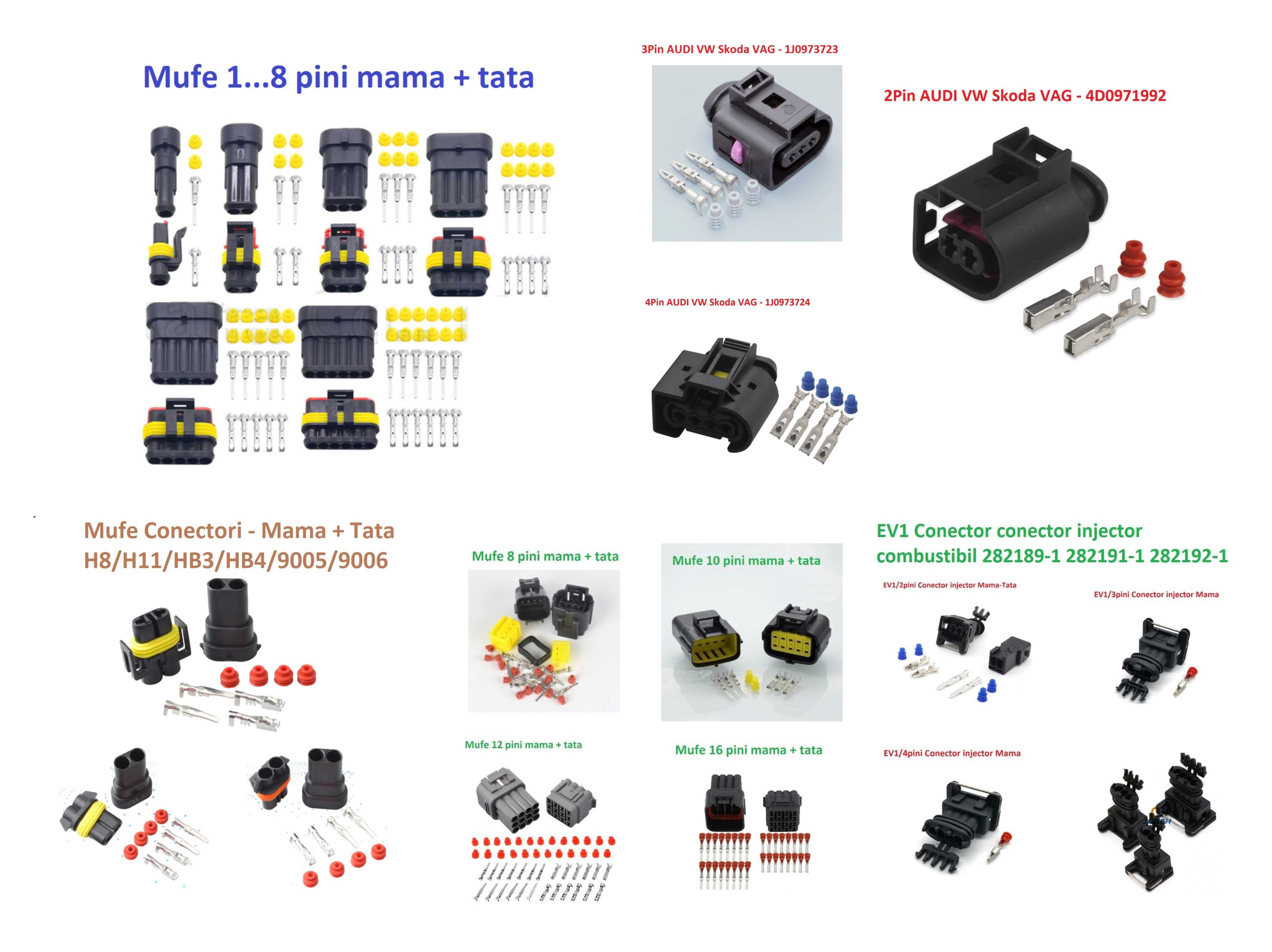 Conectori Auto -Moto  Mufe Electrici Pentru  Utilaje 1 pin - 16 pinii