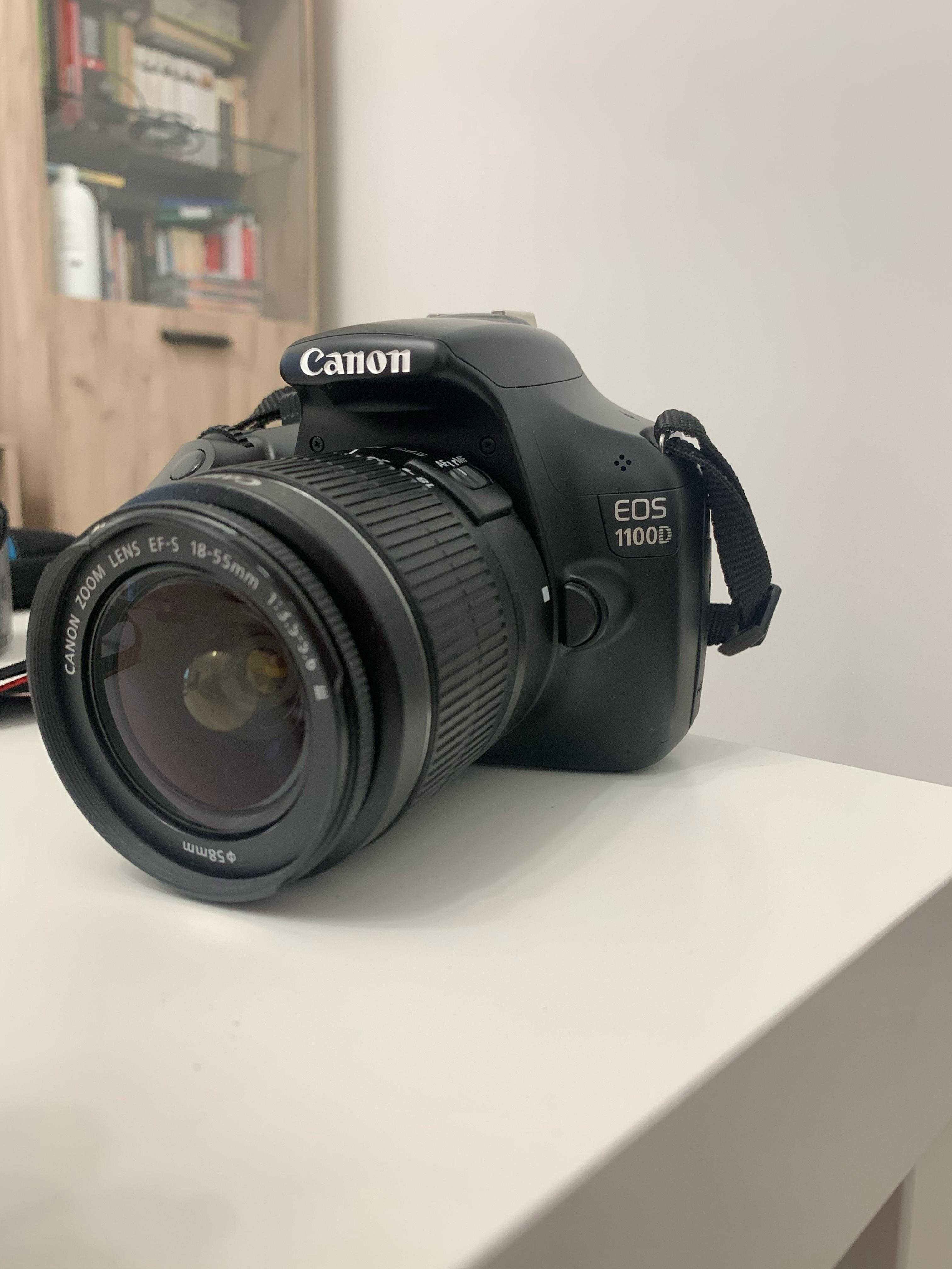 Canon EOS 1100D + Obiectiv EFS 18-55mm + 3 acumulatori
