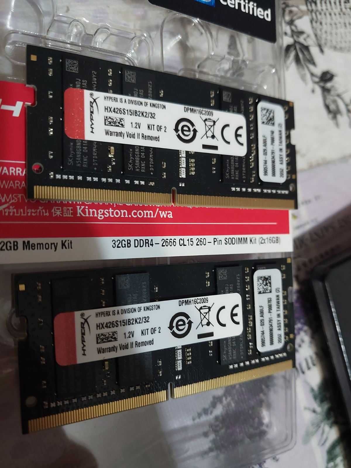 32GB DDR4 Corsair, HyperX, 2666Mhz, 2400Mhz - SODIMM (за лаптоп)