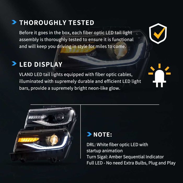 Комплект фарове с динамични мигачи за Chevrolet Camaro 2014 - 2015