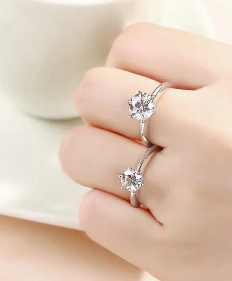 Inel logodna diamant moissanite, 1, 2, 3 carate