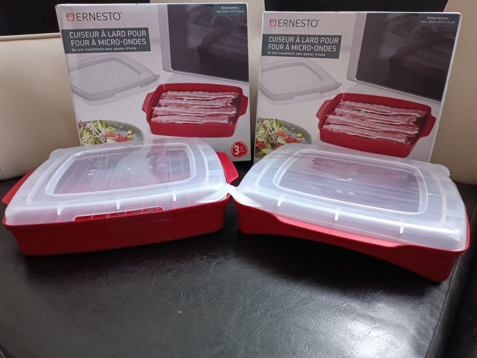 2 vase de gătit bacon, pentru cuptorul cu microunde