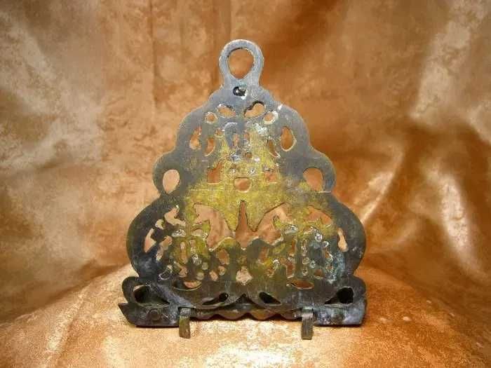 Iudaica, menorah arhaica bronz, sec 18, antique, colectie, cadou