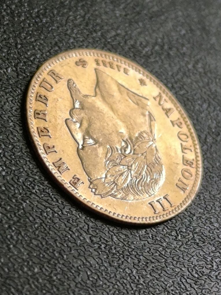 5 франка 1864 год, Наполеон с венец, Злато 1.61 гр,900/1000