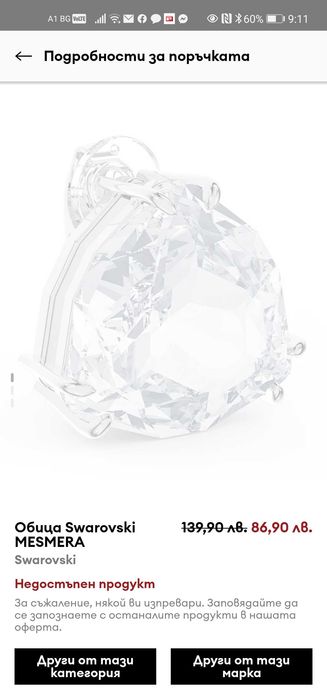 Swarovski обеца - НОВА