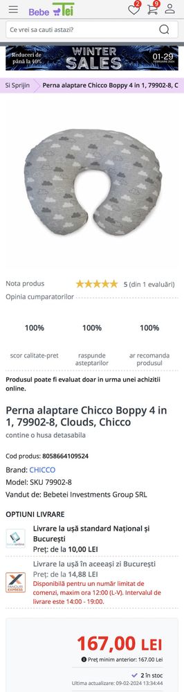 Perna de alaptat Chicco Boppy 4 in 1