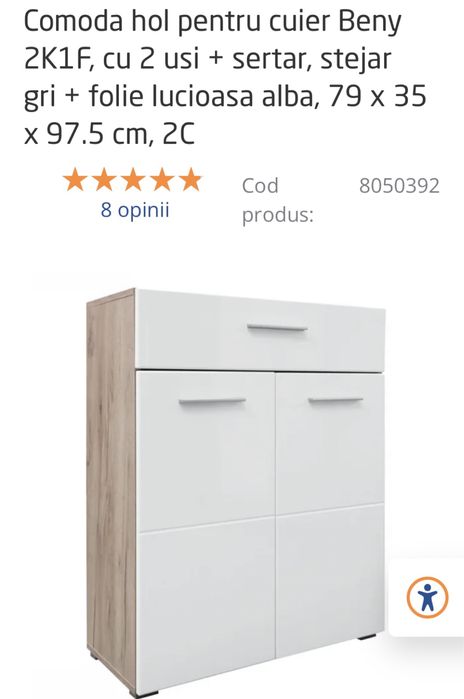 Comoda alba amcu doua usi si cuier