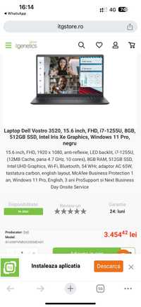Laptop Dell Vostro 3520, 15.6 inch, FHD, i7-1255U, 8GB, 512GB SSD