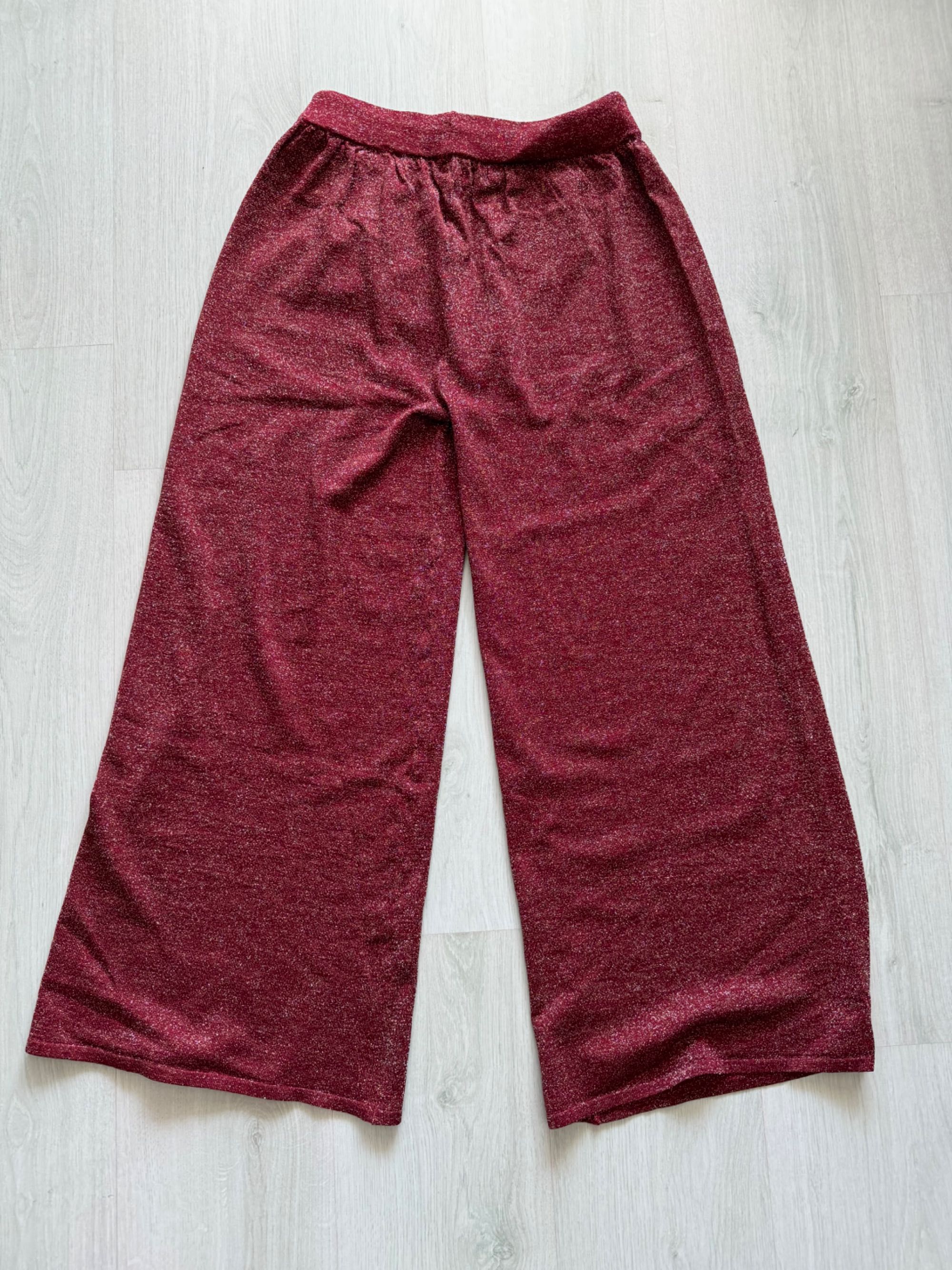 Pantaloni dama Mango MNG, mărimea M, roșu-cărămiziu cu sclipici