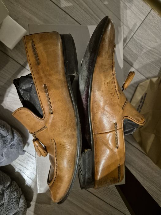 Pantofi piele naturala loafer (mocasini) grena bordeaux si maro