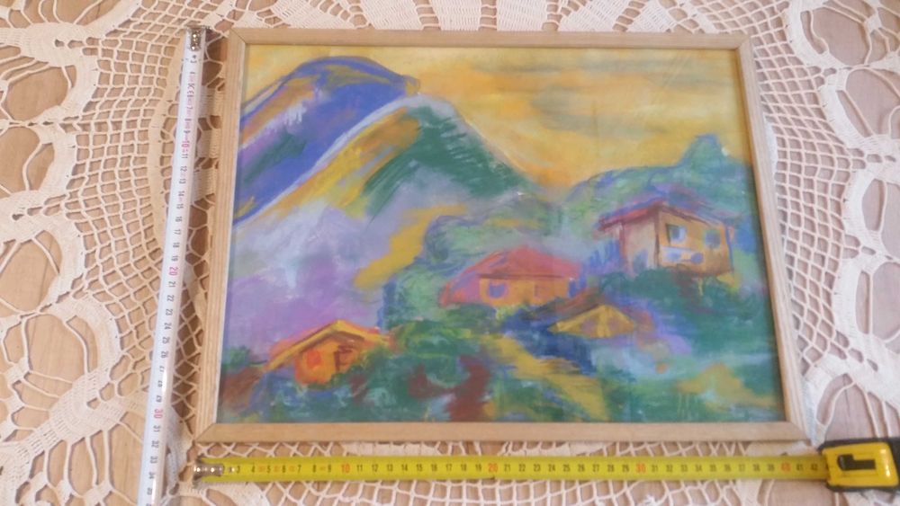 Картини с къщи, рисувани на ръка с акрилни бои само за 19 лева. 5 броя