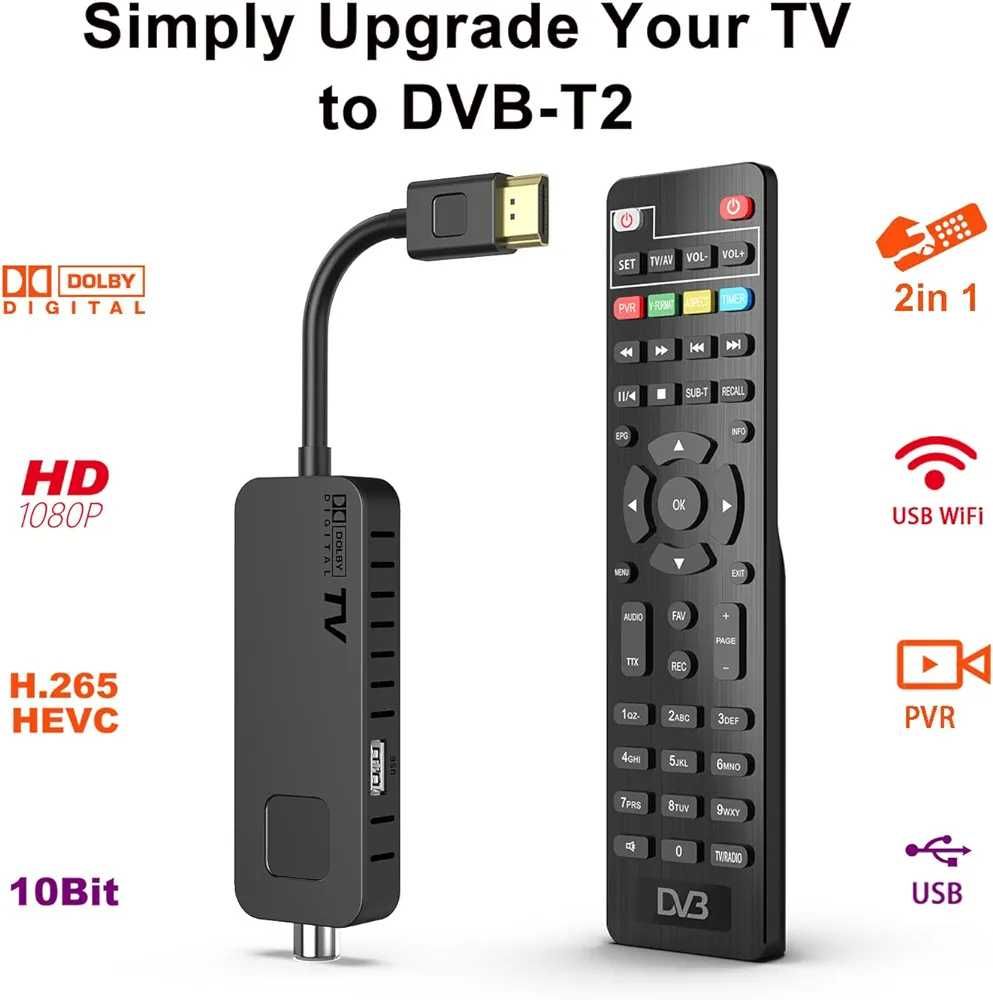 DVB-T2 HDMI TV Stick декодер,