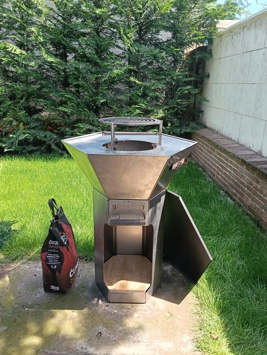 Gratar  plita inox + grill otel / carbon
