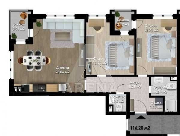 Продава се Тристаен апартамент в Пловдив, Кючук Париж - 116 кв.м за 1002 €/кв.м - Снимка #2