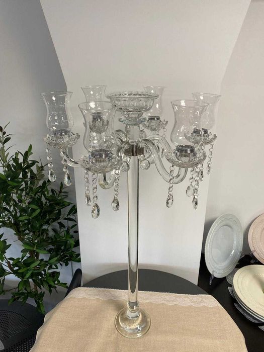 Sfeșnice elegante din sticlă pentru evenimente, Majestic, Versay