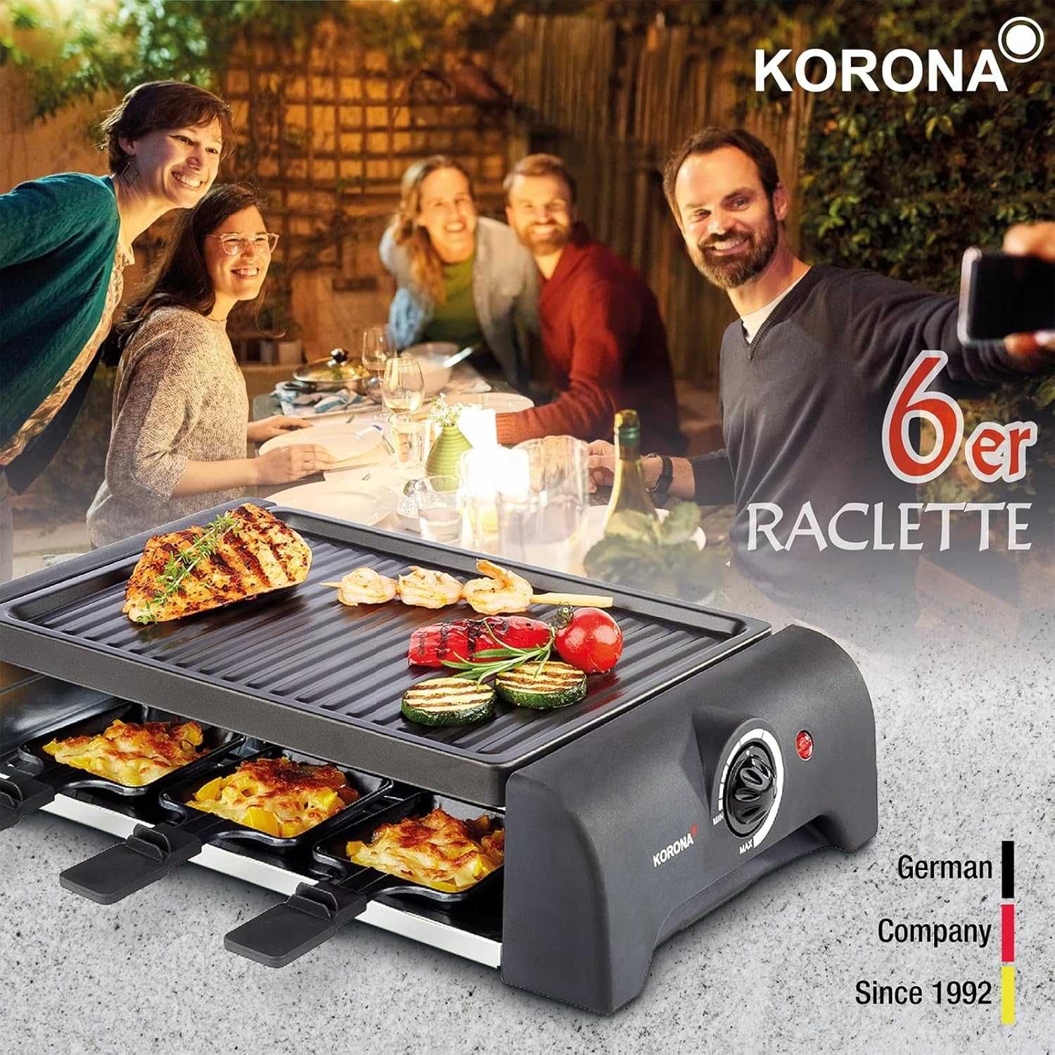 Електрическа скара раклет Korona 45065, черна, 45 x 12 x 25 см
