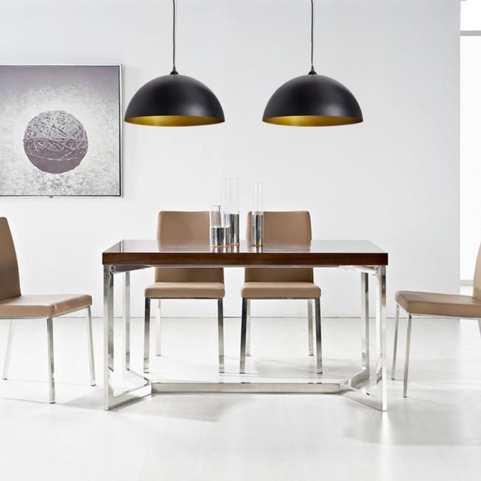 Lustră, înălțime reglabilă, semisferică, negru - 2 buc