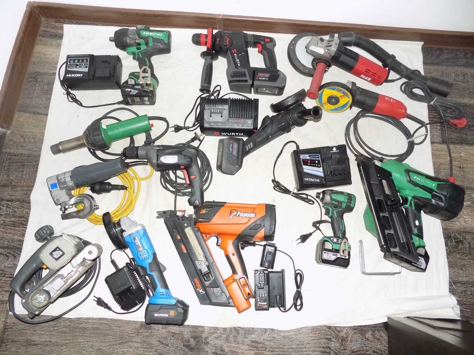 Masina slefuit Flex , pistol cuie Paslode Hikoki , scule Wurth Leister