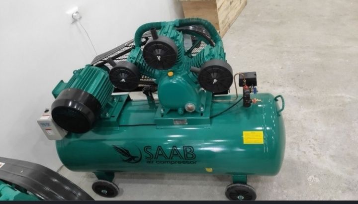 100 литр 10 бар хаво компрессори, поршенли, ременли. SAAB kompressor