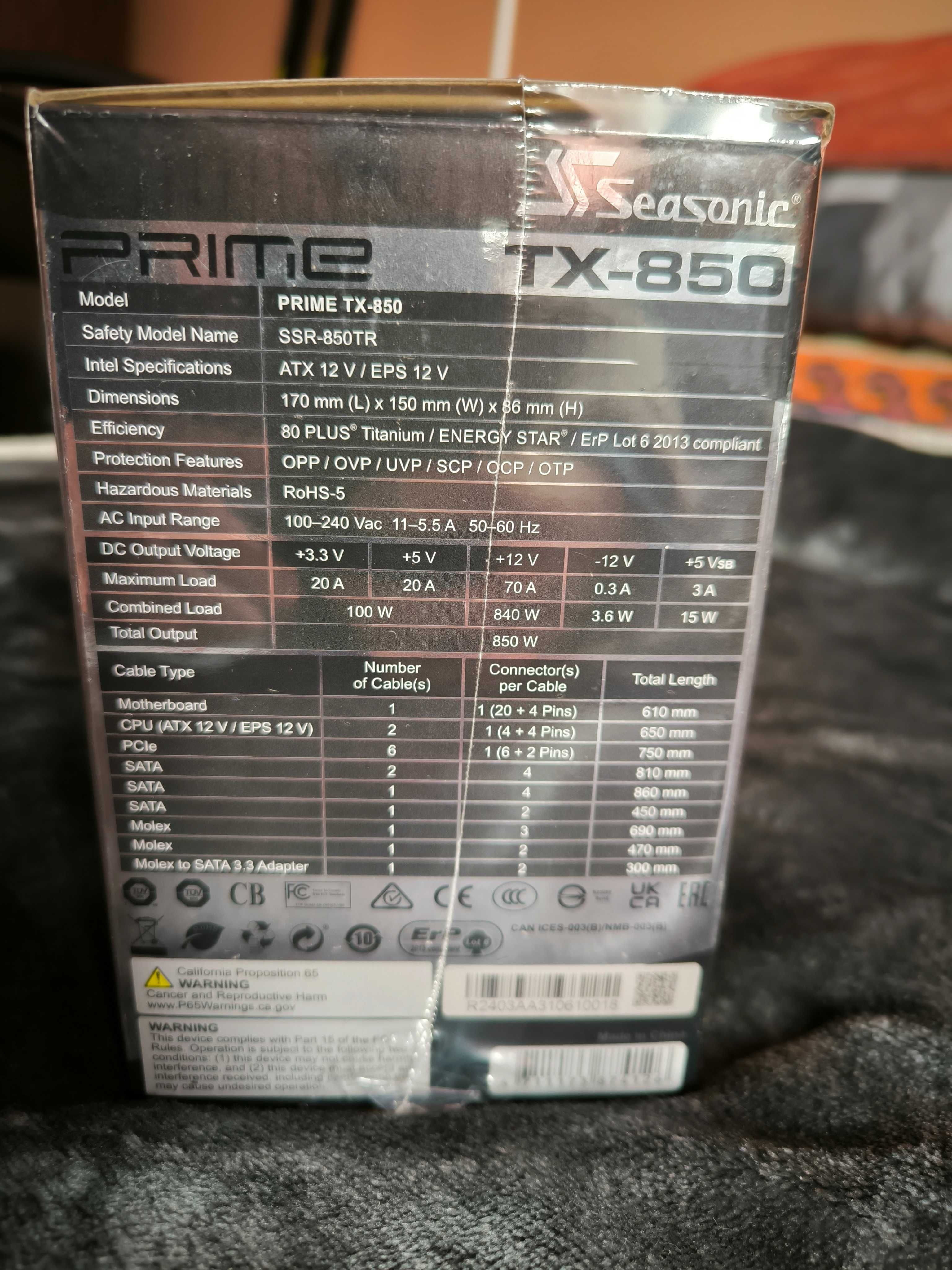 Захранване Seasonic Prime TX-850