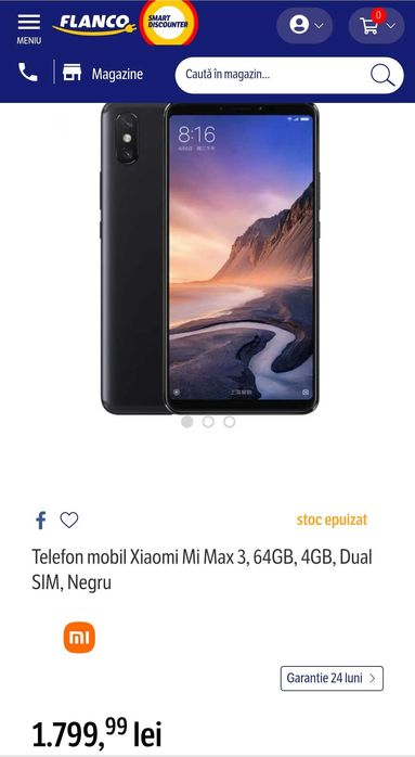 Vând telefon cu ecran mare 6.9 Xiaomi Mi max   3