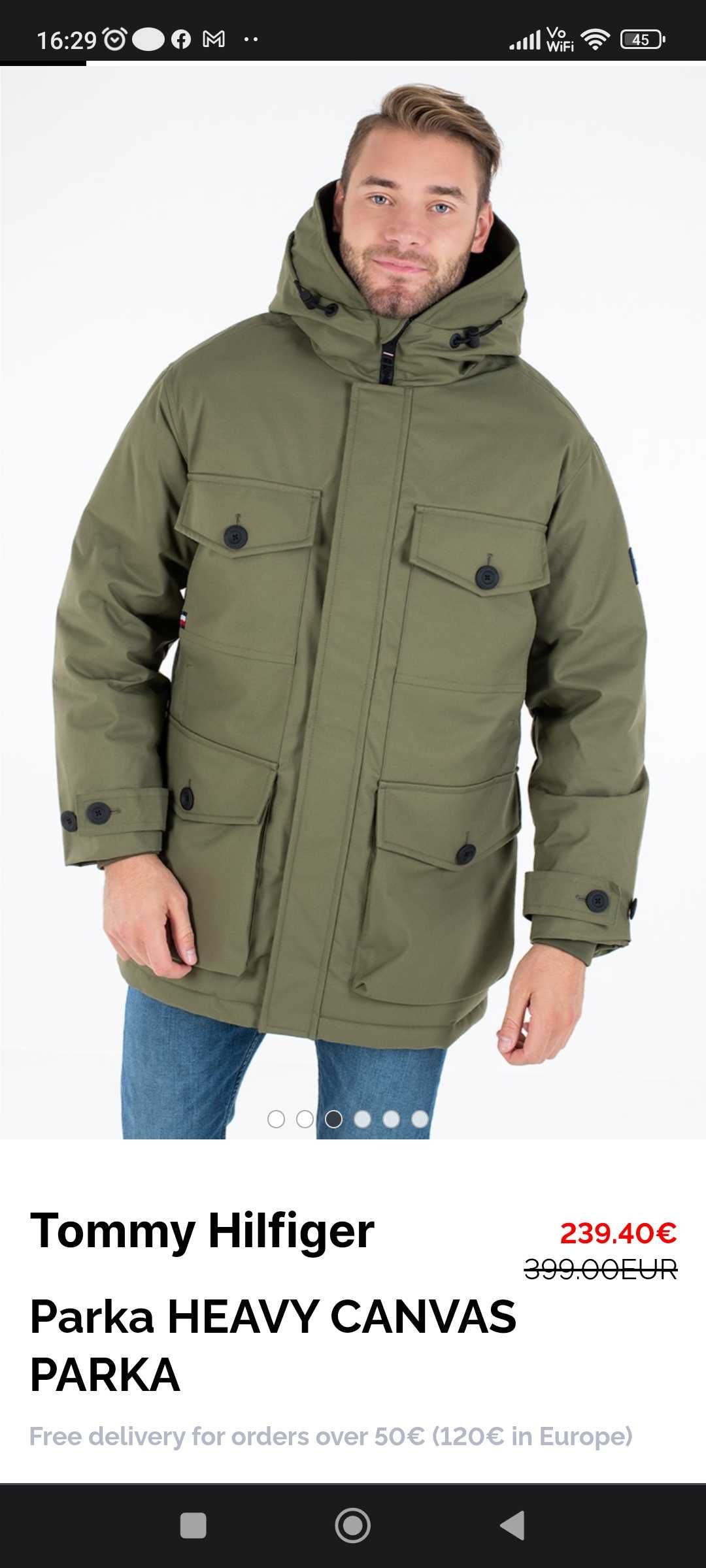 Parka de iarnă Tommy Hilfiger XXL- oliv, impermeabilă, cu etichetă