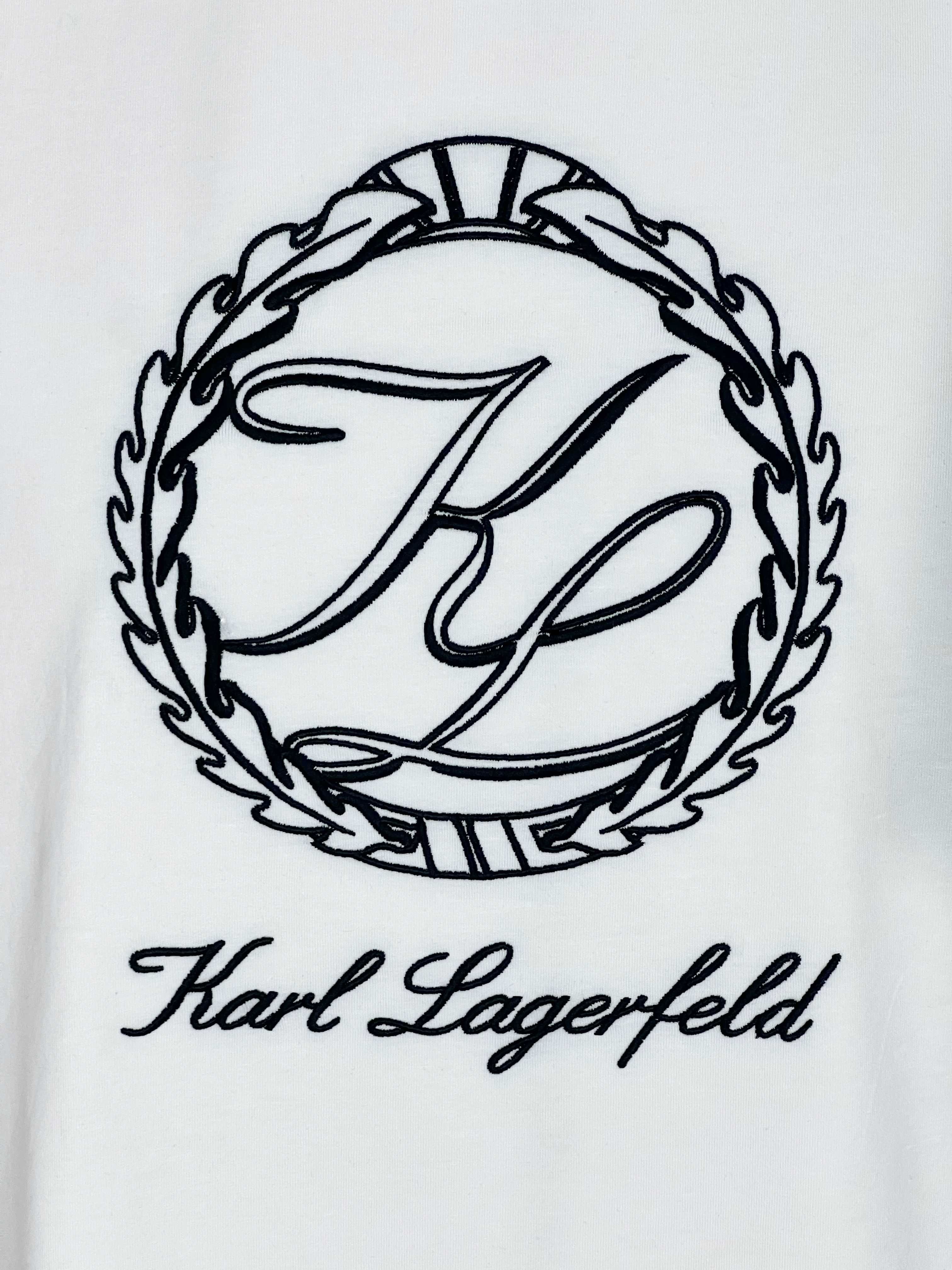 Автентична 23/24 Karl Lagerfeld бяла тениска БРОДЕРИЯ - размери S M