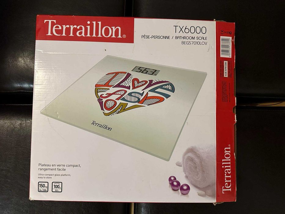 Cantar digital pentru baie, Terraillon, Sticla, Afisaj LCD