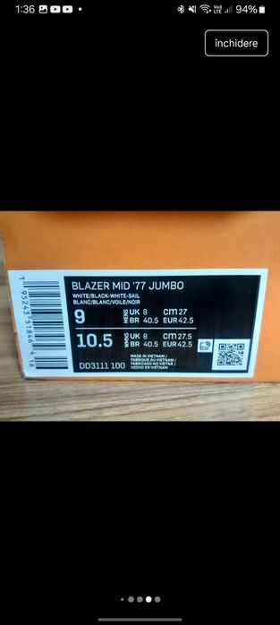 Nike Blazer Mid ’77 Jumbo Black/White