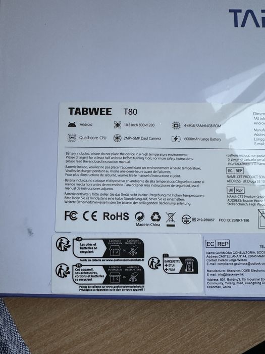 Tableta Android 15/Tabwee T80/ 12Gb ram/64Gb stocare/Sigilata