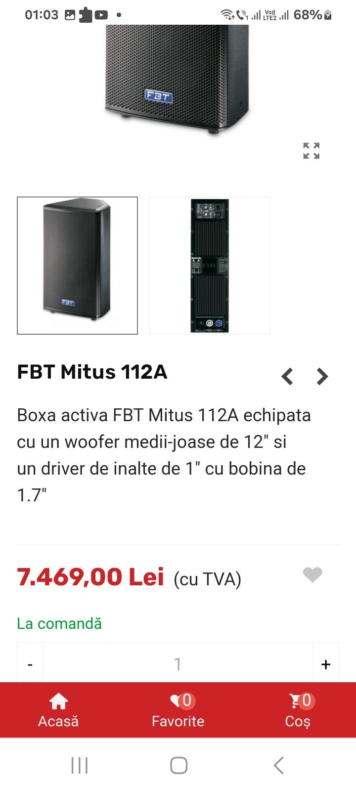 Fbt Mitus 112 A Boxe Active 900 W RMS