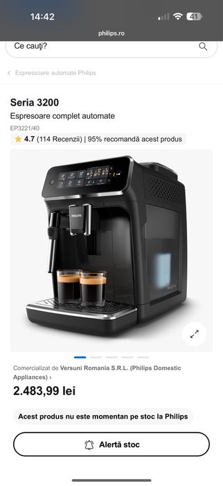 Espressor Philips 3200 series cu garantie pana in 10.2025