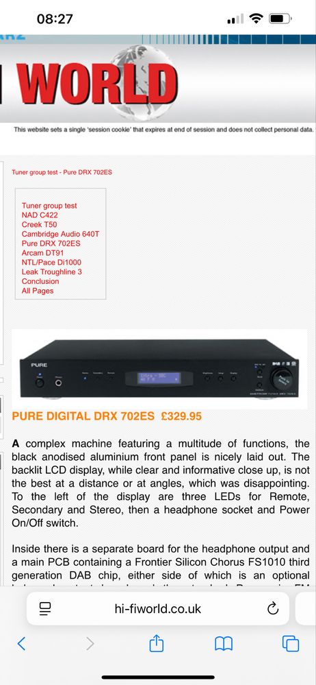 Vand tuner Pure dab/fm/am  DRX-702ES nou cu telecomanda