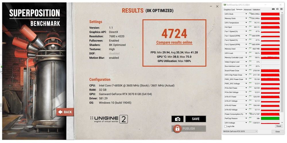 ТОП състояние Видео карта GPU Gainward RTX 3070 Phantom GS 8GB GDDR6