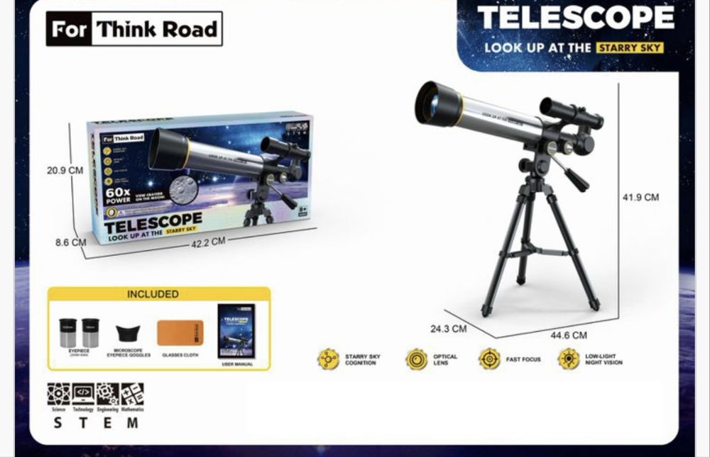 Telescop astronomic pentru copii, putere de marire 60x, NOU