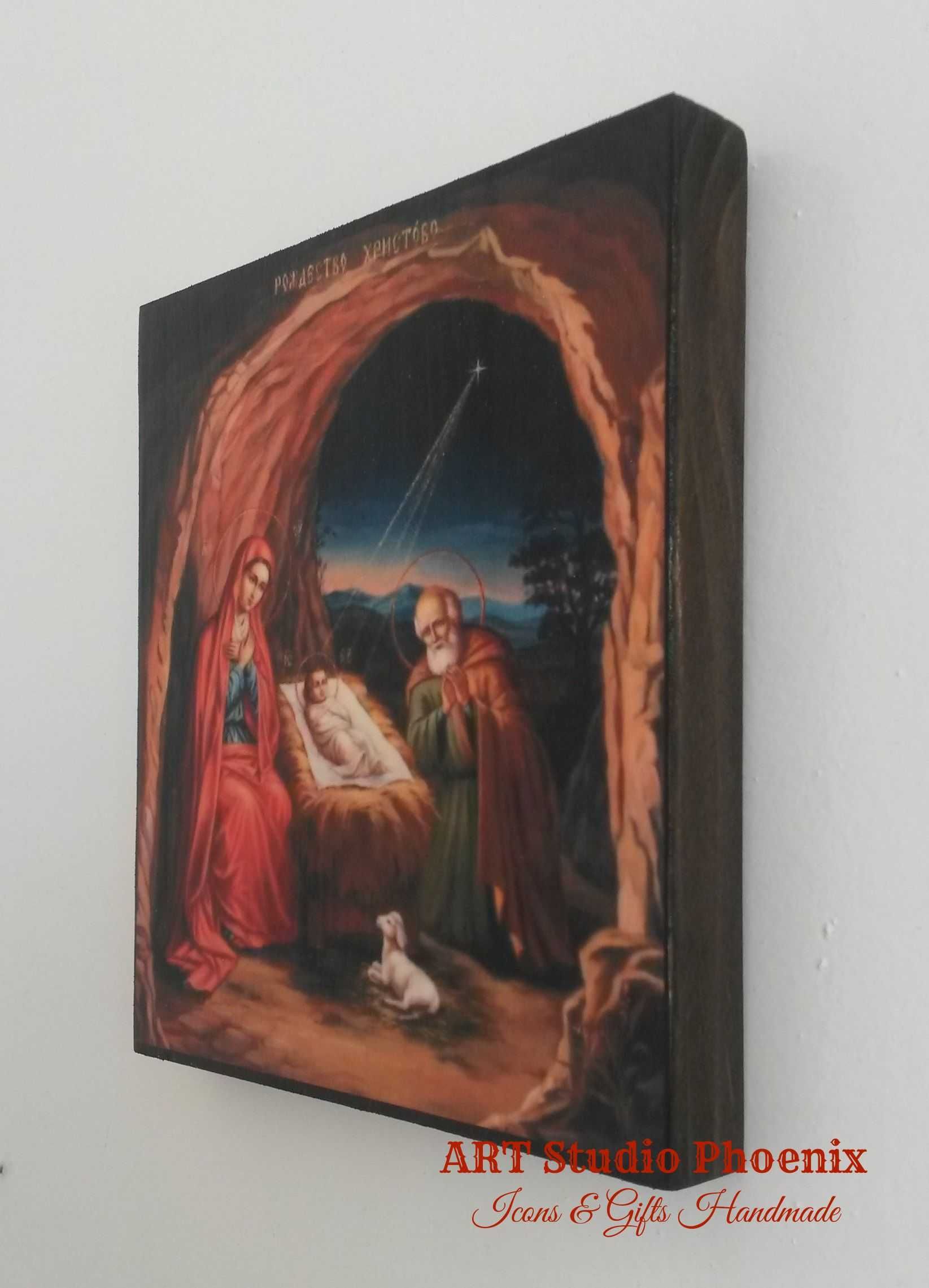 Икона + свещ Рождество Христово icona Rojdestvo Hristovo