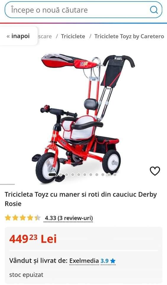 Tricicleta toyz ( roti cauciuc )