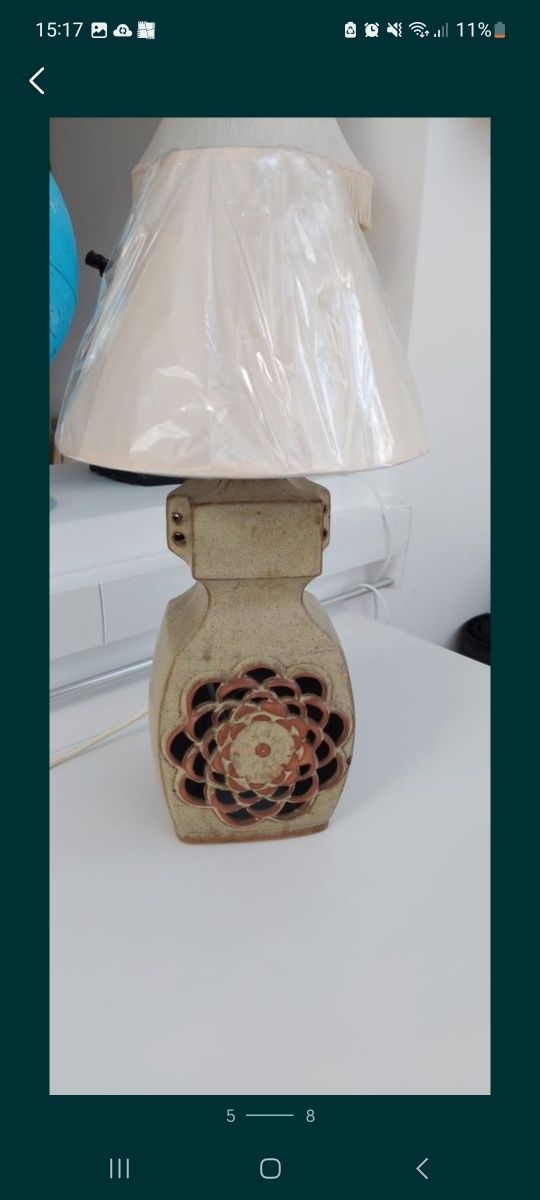 Lampa veioza vintage colectie ceramica hand made Franța 1970