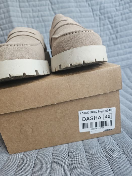 Mocasini piele intoarsa bej Dasha 40