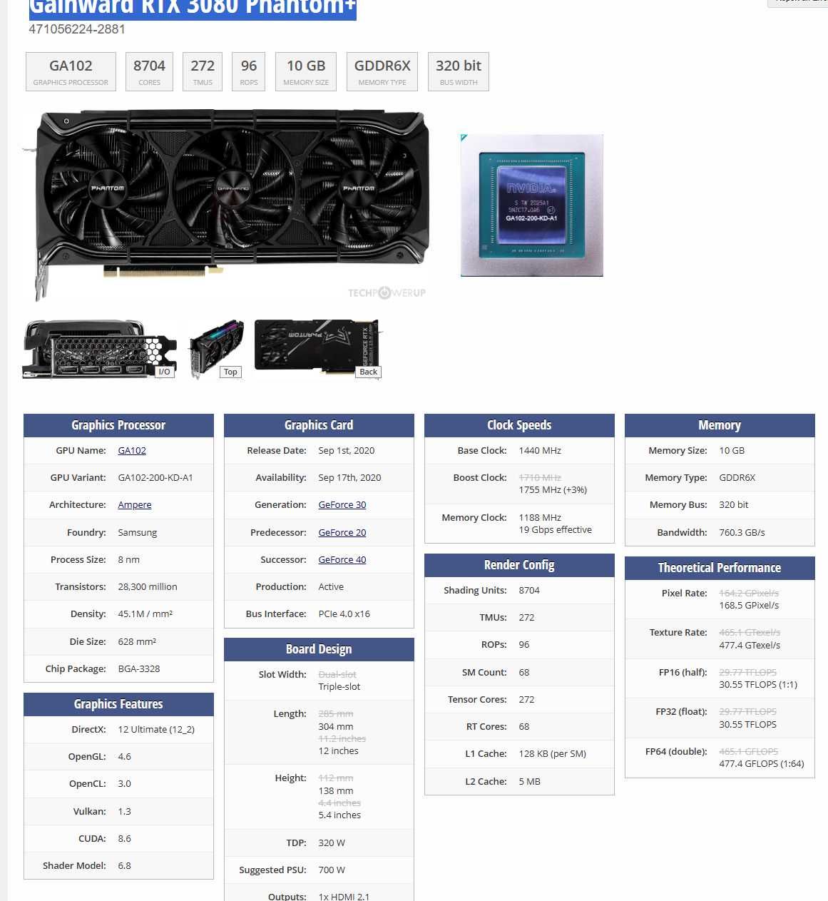 Gainward RTX 3080 Phantom+