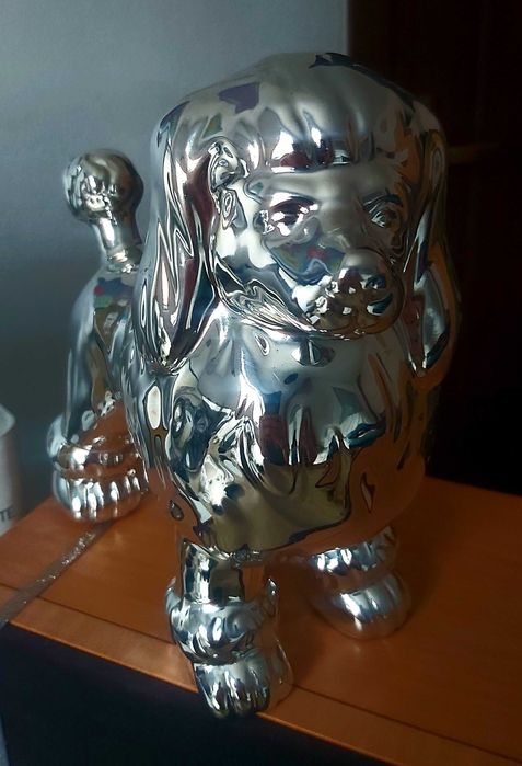 Statuetă decorativă Pudel (Poodle) - design glamour cromat!