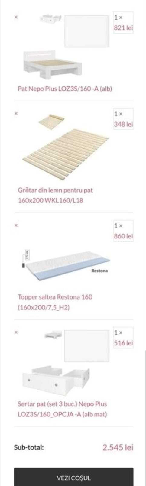Vand pat dublu 160/200 cm cu tot cu saltea.