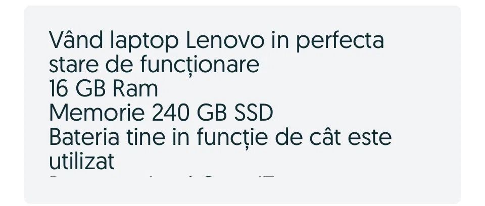 De vânzarea Laptop Lenovo